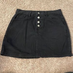 Black denim skirt